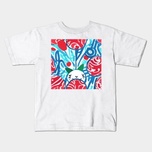 Retro abstract pattern with hidden cat Kids T-Shirt